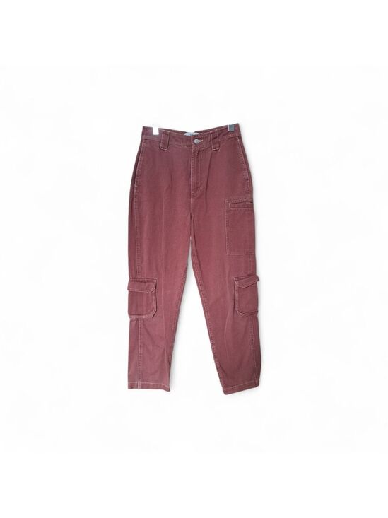 twik Pants - Twik Organic Cotton Cargo Pants | Burgundy | High Waist | Petite Small